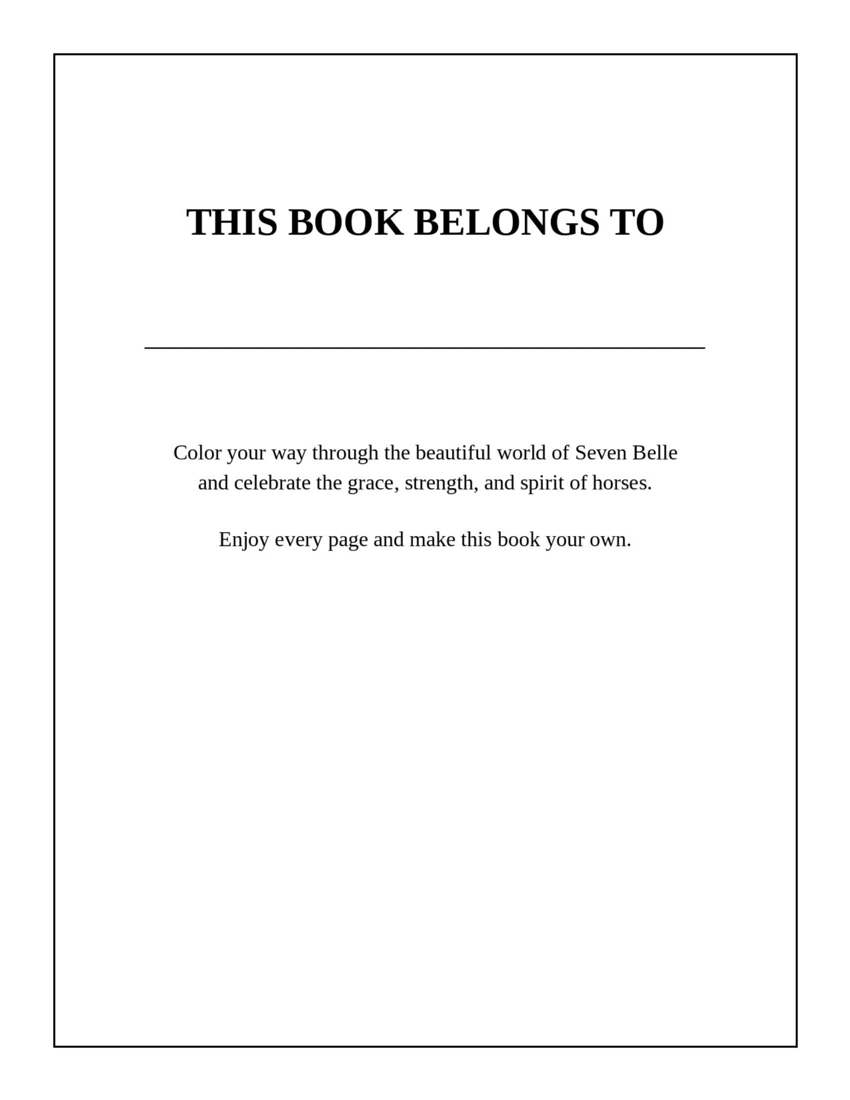 Seven Belle: Majestic Horses Coloring Book