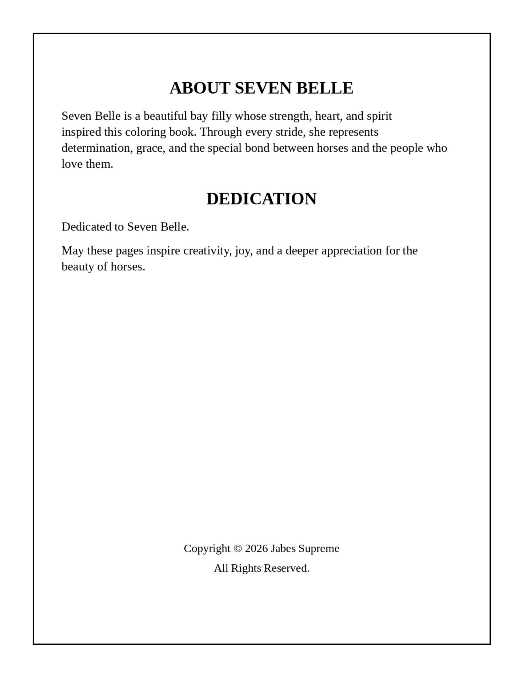 Seven Belle: Majestic Horses Coloring Book